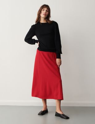 Finery London Womens Crepe Midaxi A-Line Skirt - 10 - Red, Red