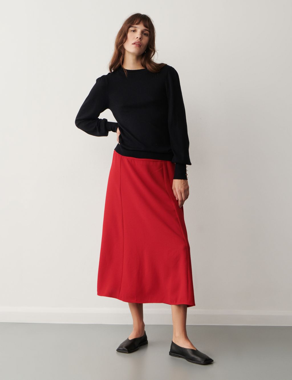 Crepe Midaxi A-Line Skirt