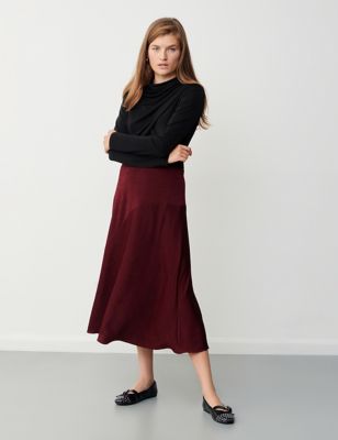 Finery London Womens Midi A-Line Skirt - 14 - Red, Red