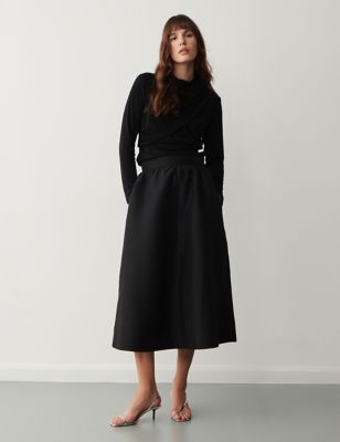Finery London Womens Midi A-Line Skirt - 18 - Black, Black