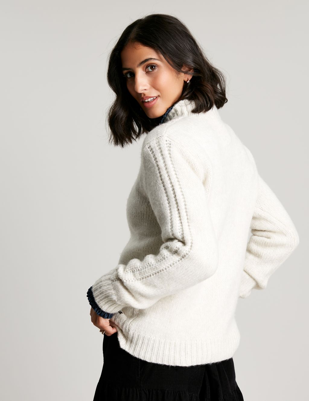Pointelle Funnel Neck Jumper with Wool image 2