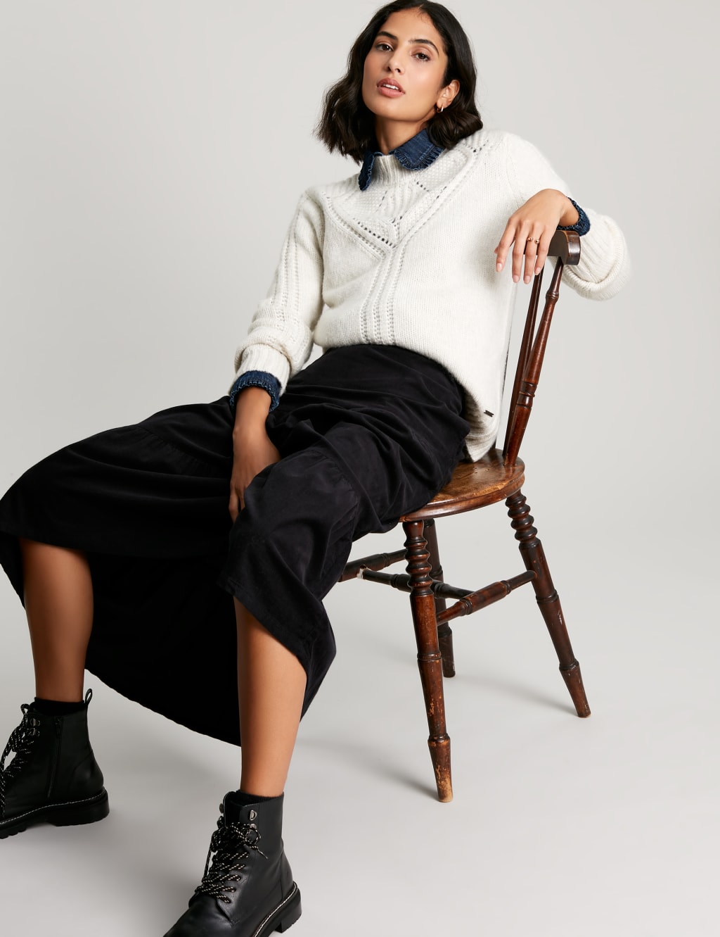 Pointelle Funnel Neck Jumper with Wool image 5