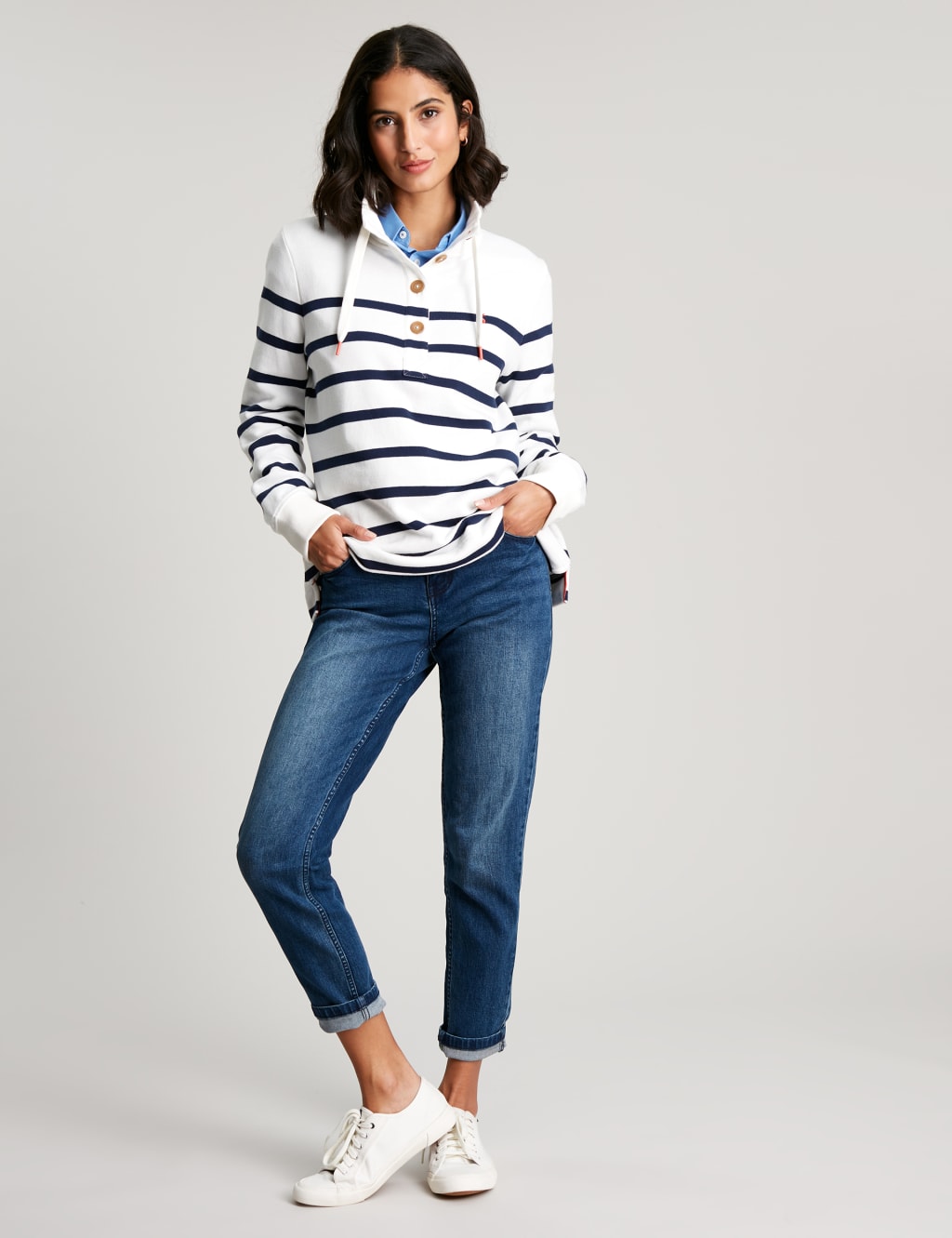 Pure Cotton Striped Collared Sweatshirt image 1
