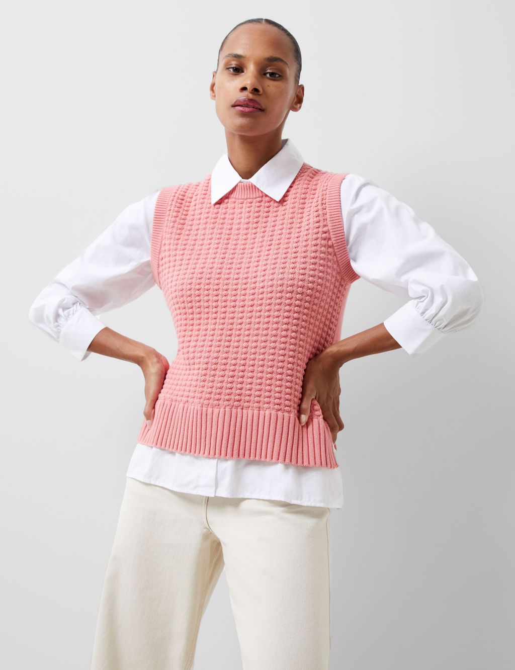 Pure Cotton Shirt Knitted Vest