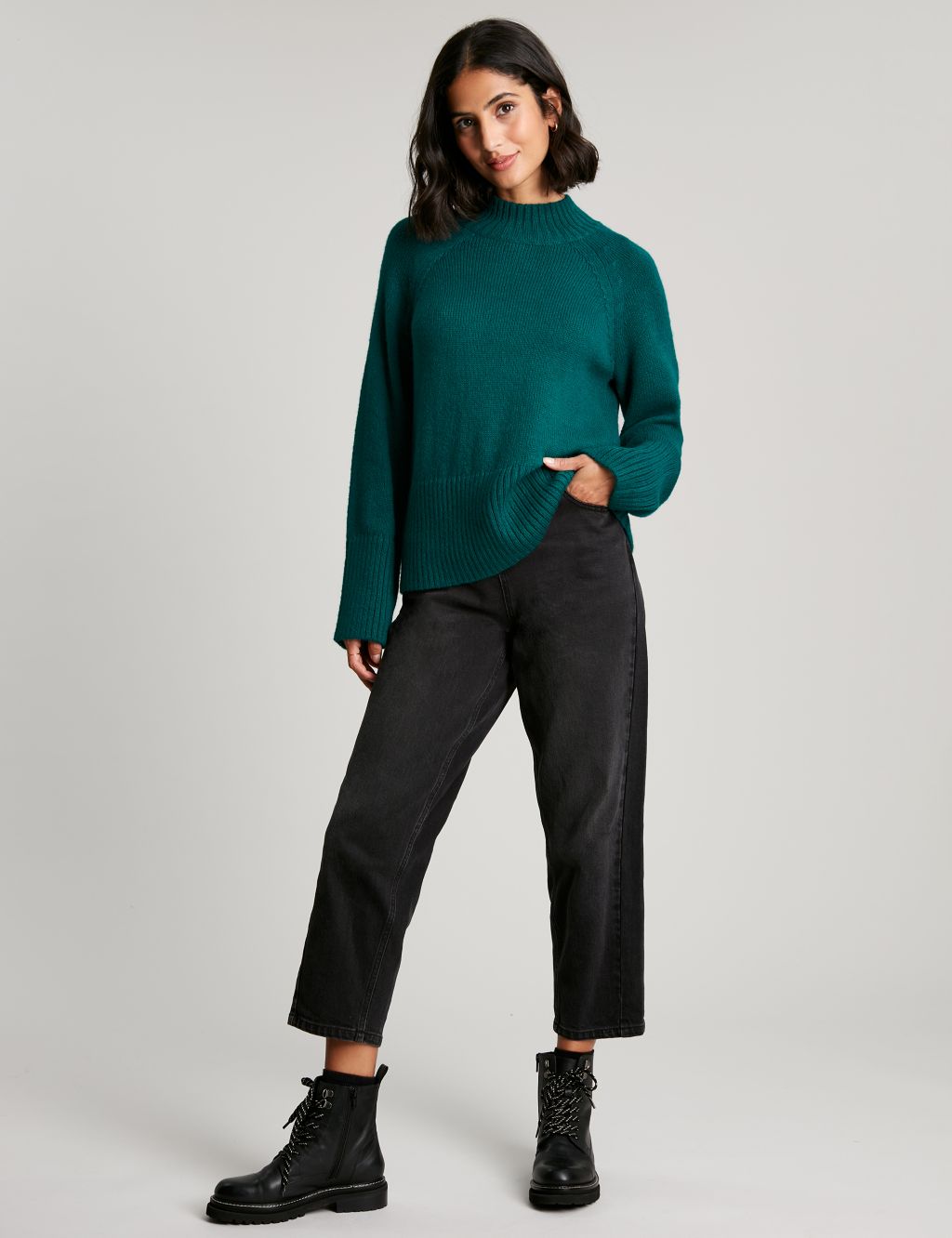Ribbed Roll Neck Jumper with Wool image 1