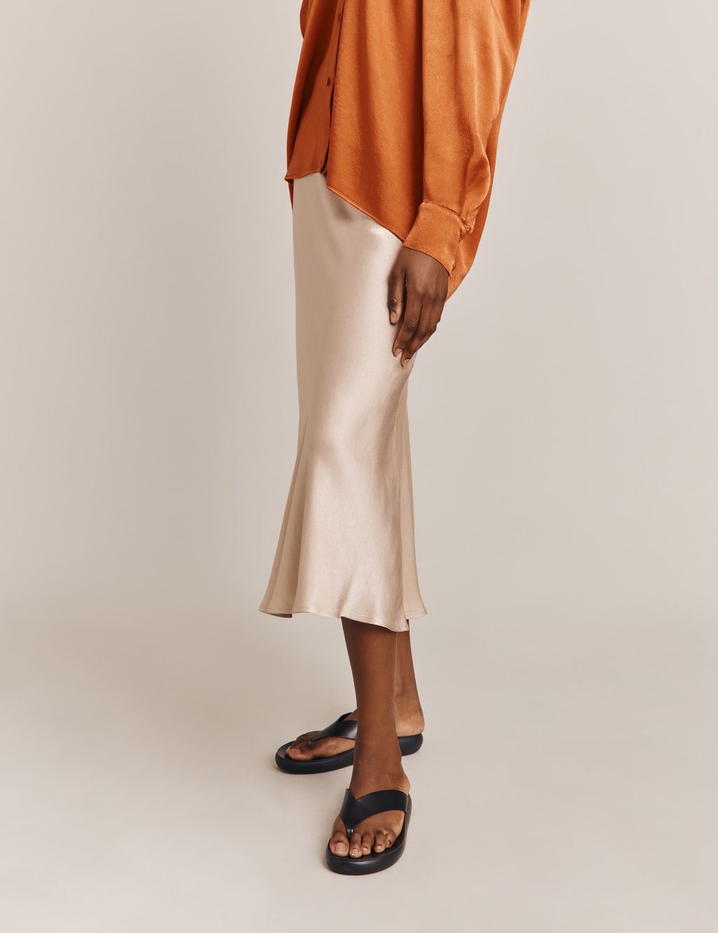 Satin Midi Slip Skirt image 2