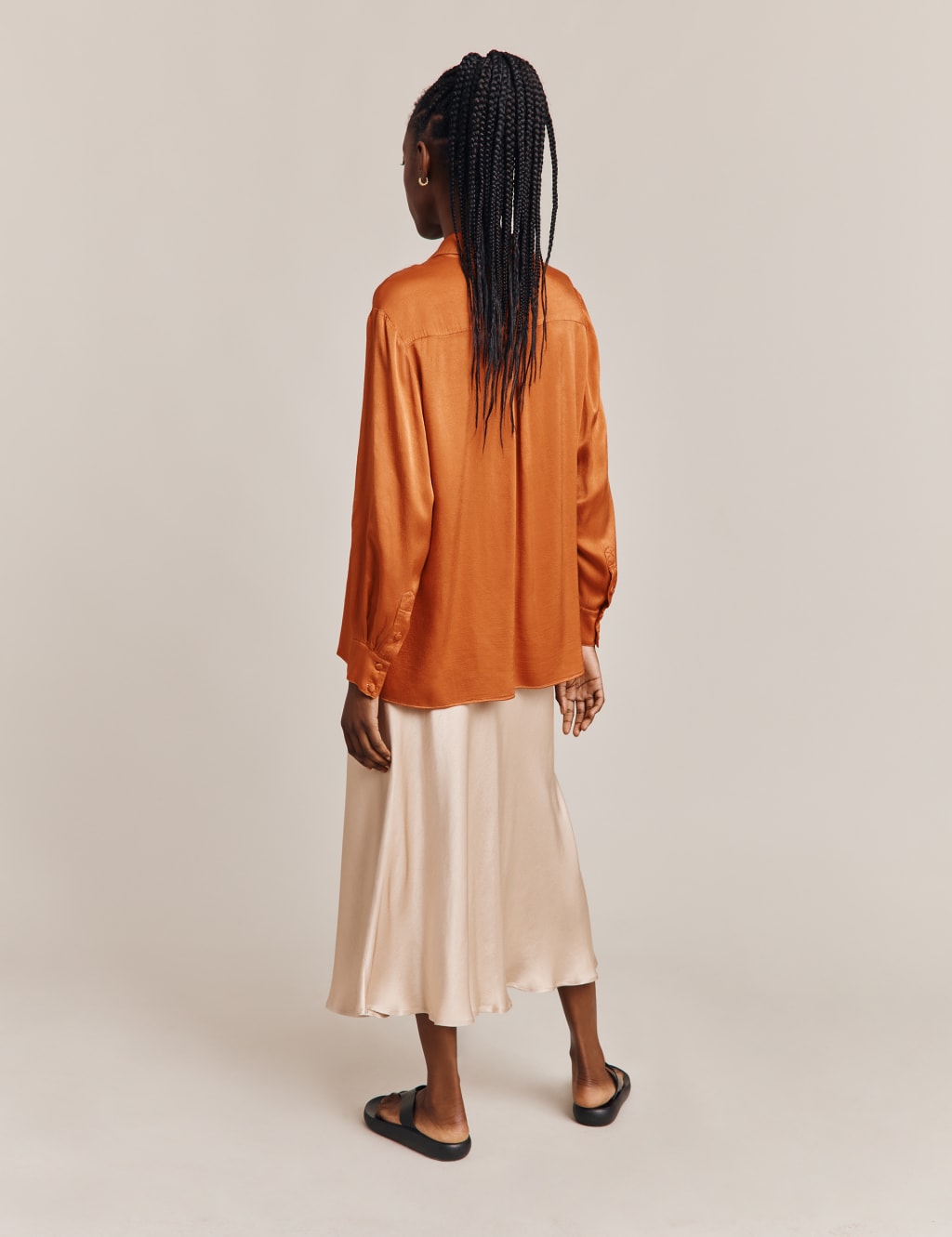 Satin Midi Slip Skirt image 3