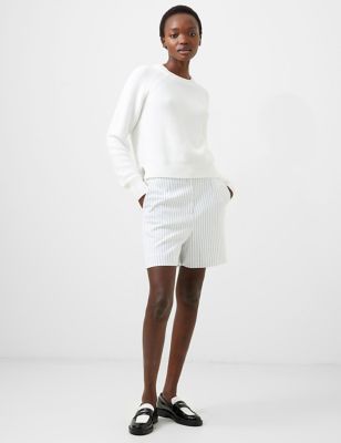 French Connection Women's Pinstripe Shorts - 6 - White Mix, White Mix