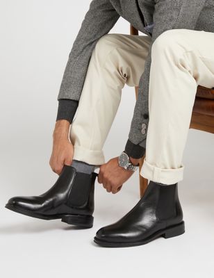 Jones Bootmaker Womens Leather Pull-On Chelsea Boots - 11 - Black, Black