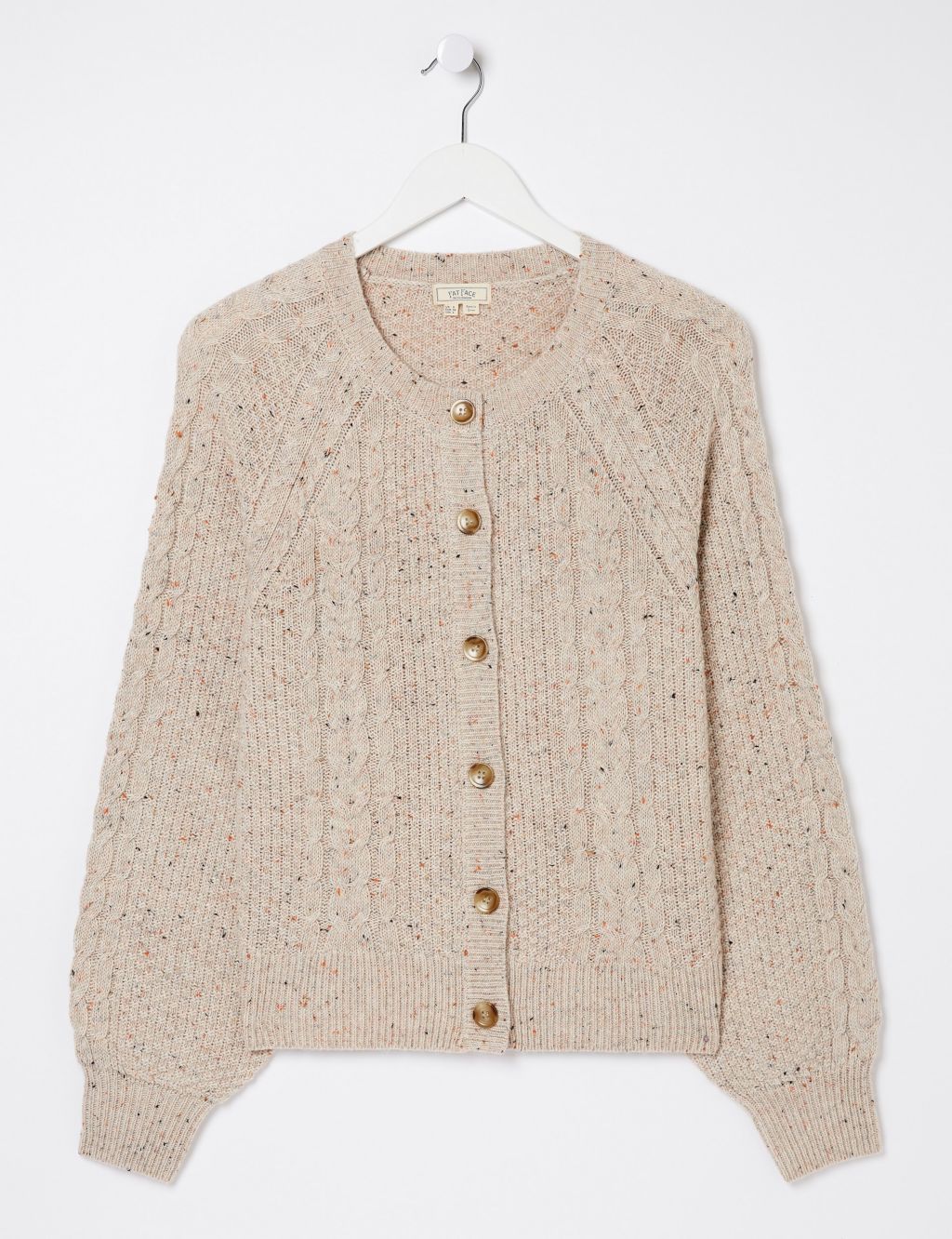 Cable Knit Crew Neck Cardigan with Wool image 2