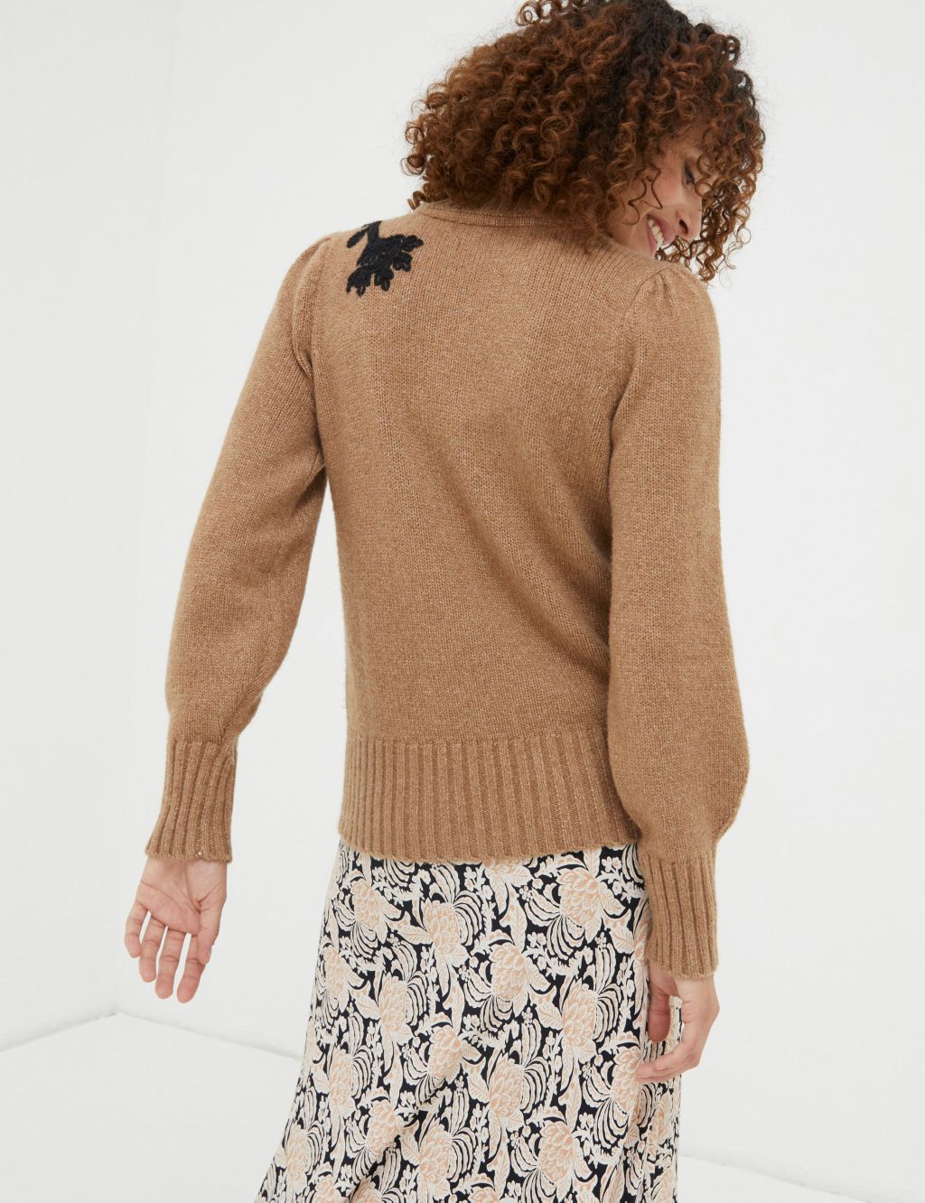Embroidered Funnel Neck Jumper with Cotton image 3