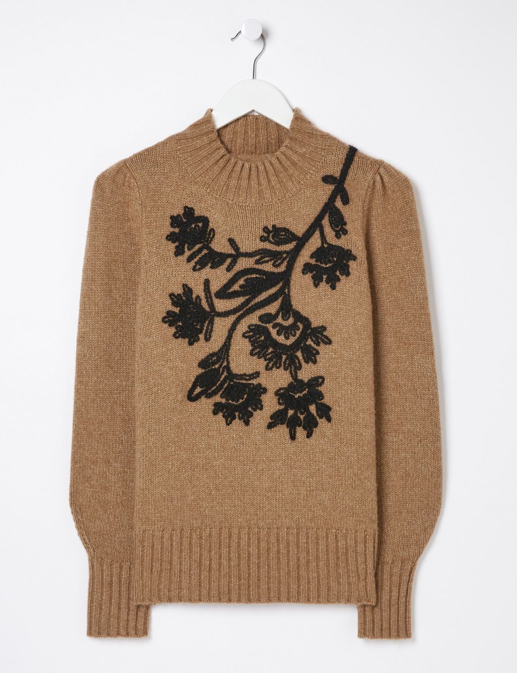 Embroidered Funnel Neck Jumper with Cotton image 2