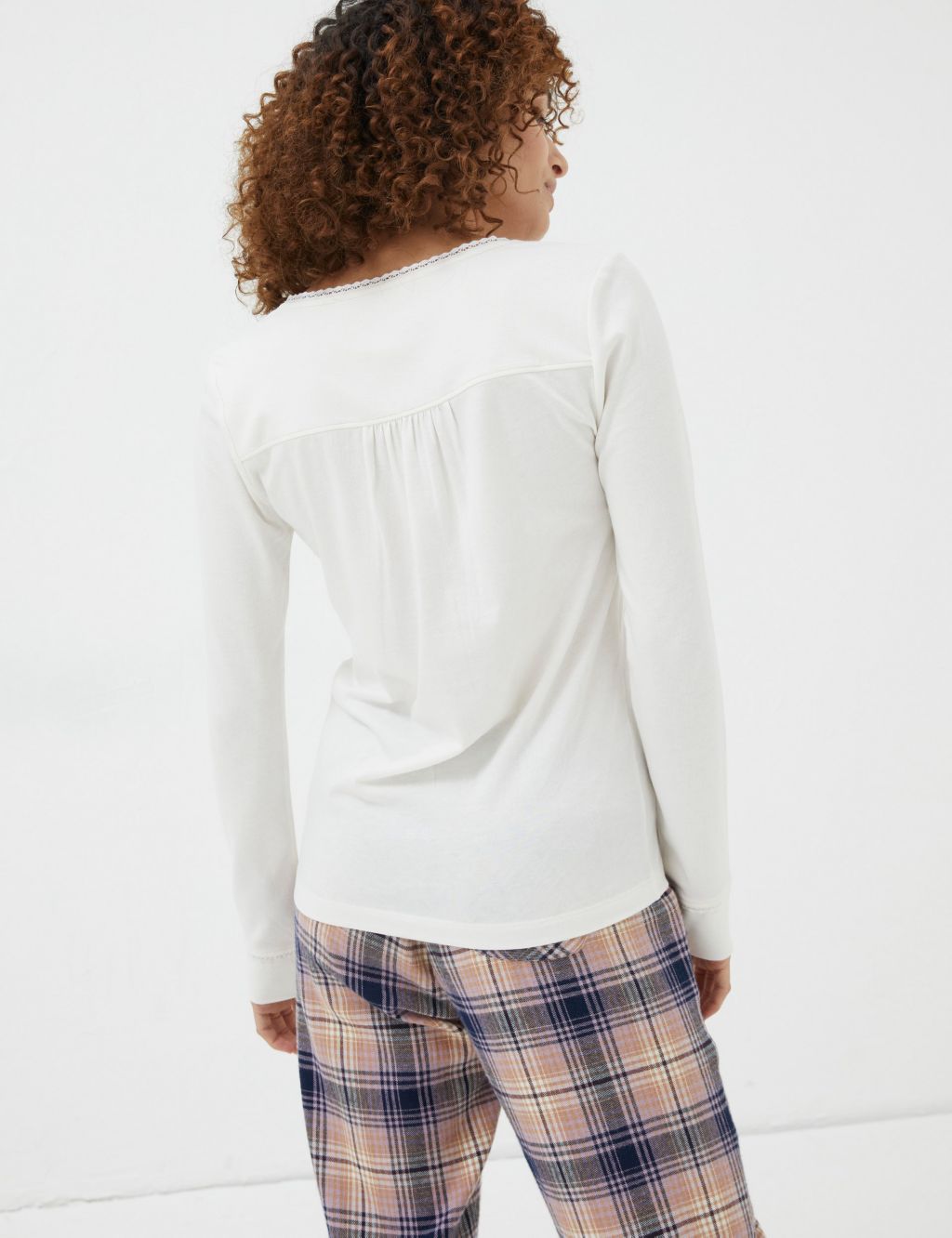 Cotton Modal Lace Trim Pyjama Top image 3