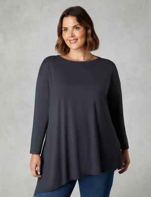 Jersey Slash Neck Relaxed Top | Live Unlimited London | M&S