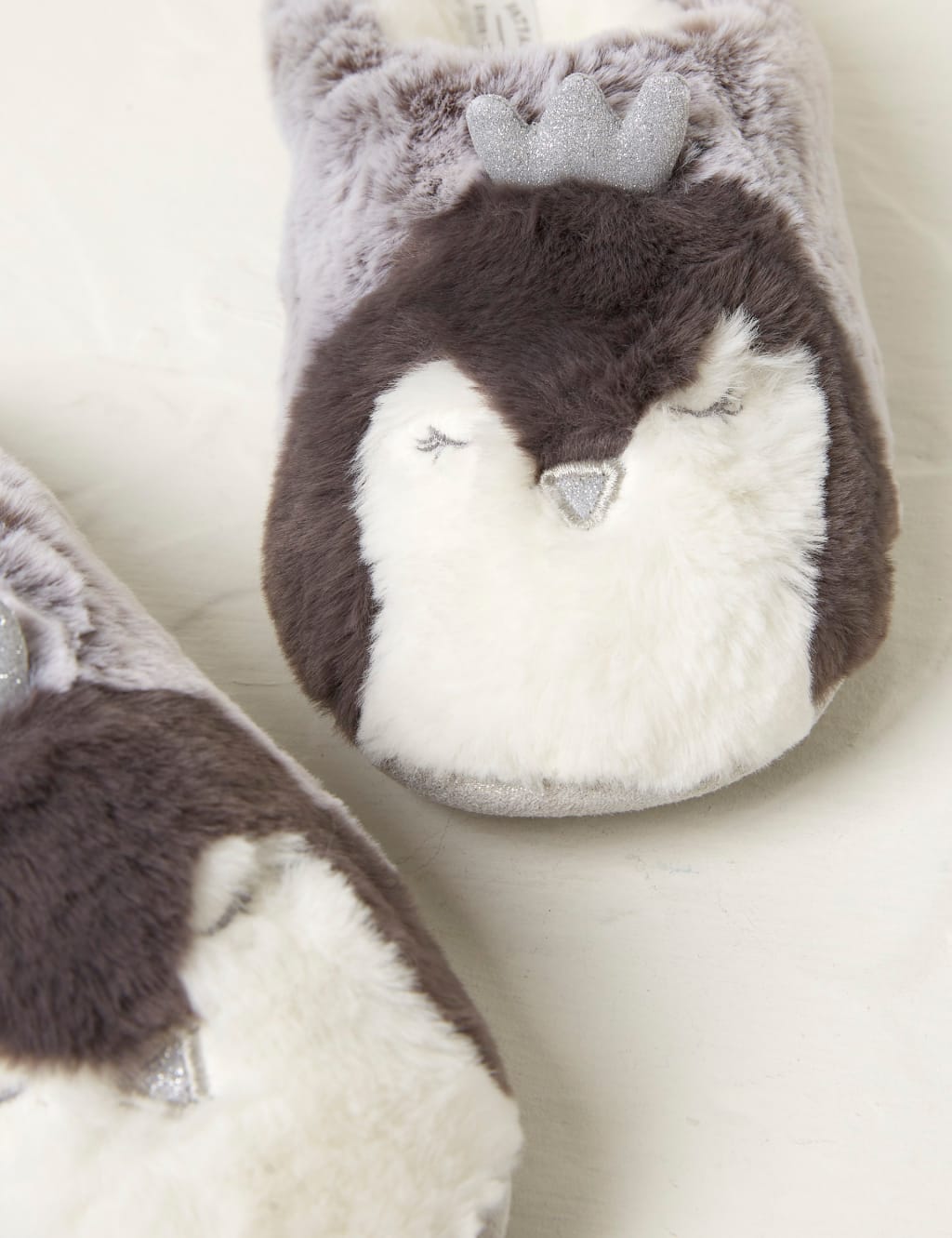 Faux Fur Penguin Round Toe Mule Slippers image 3