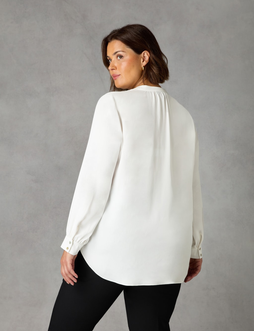 Satin Collared Blouson Sleeve Blouse image 4
