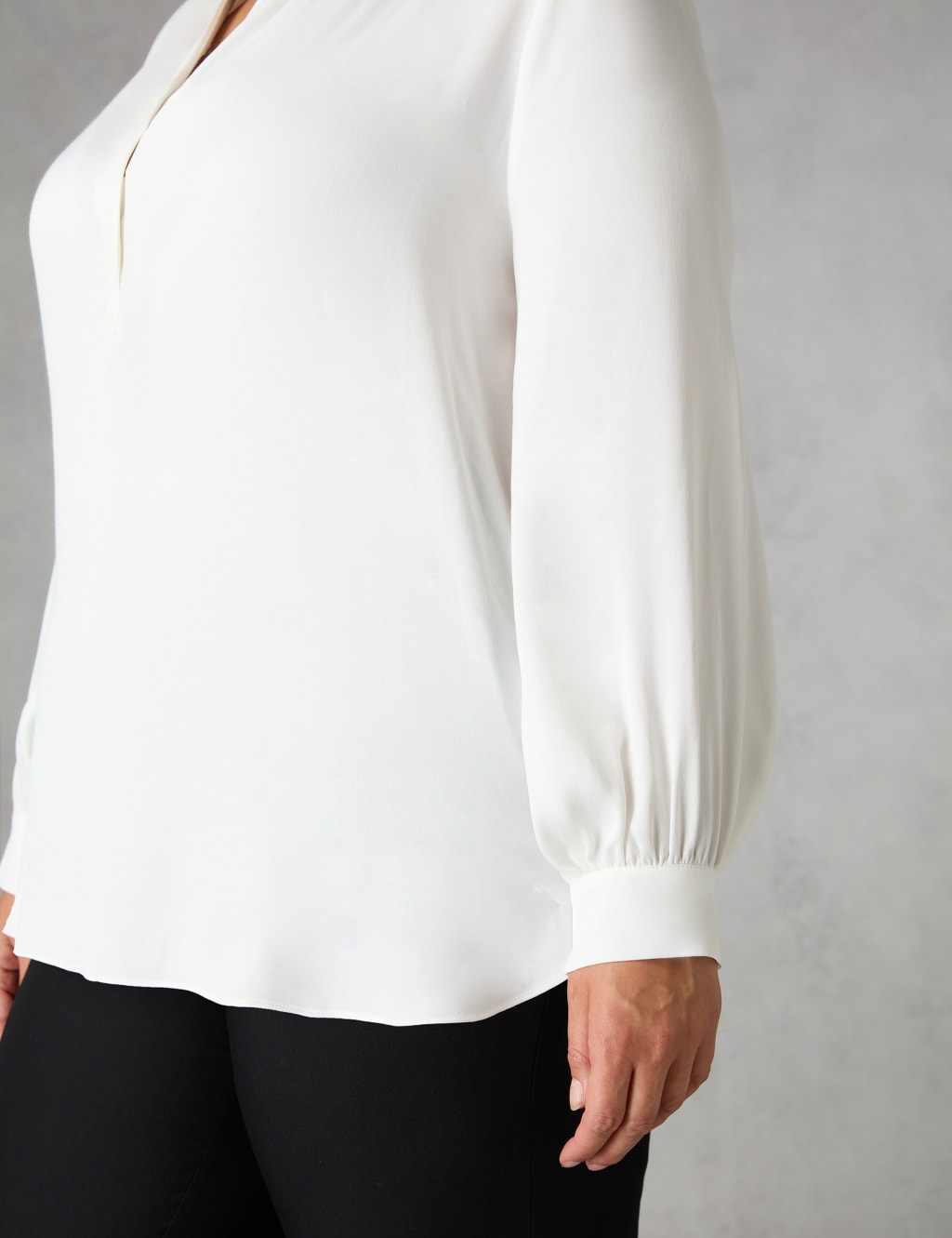Satin Collared Blouson Sleeve Blouse image 6