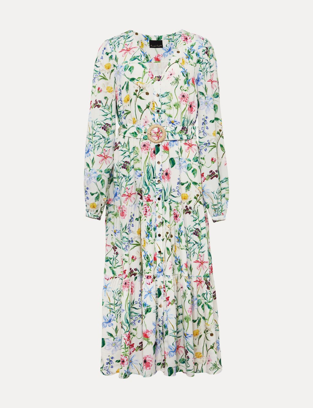 Floral V-Neck Belted Midaxi Tea Dress image 2