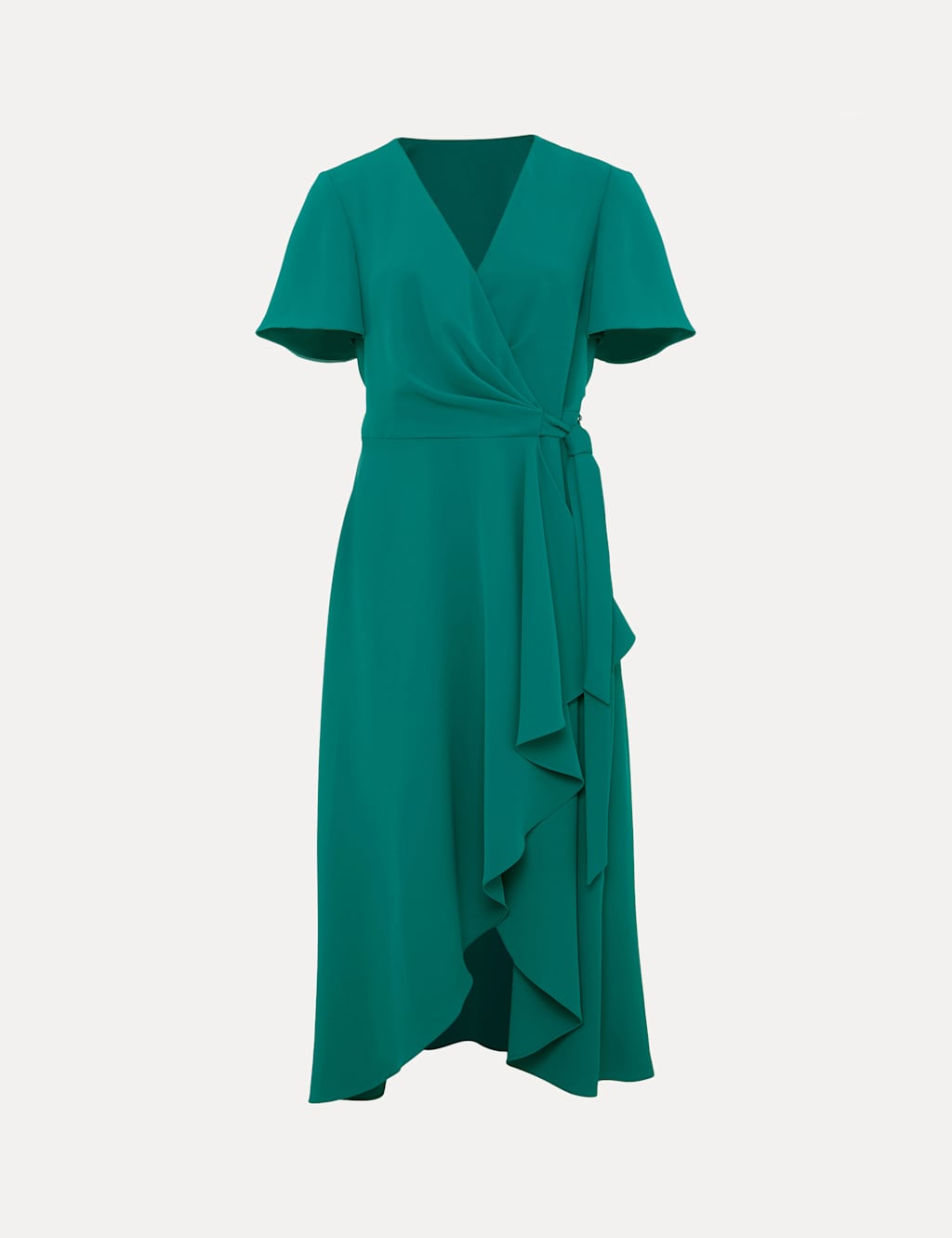 V-Neck Ruffle Midi Wrap Dress image 2