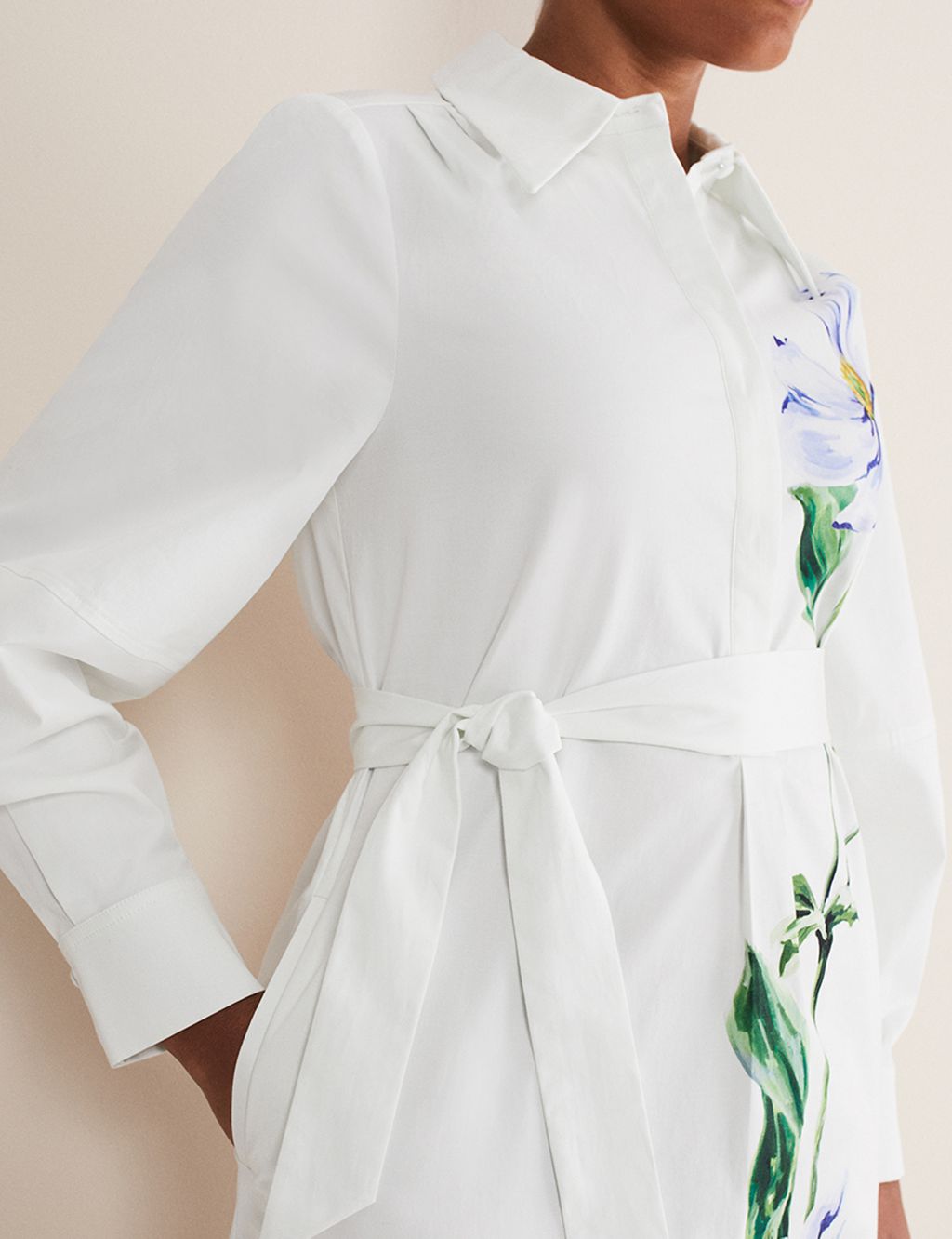 Cotton Rich Floral Midi Shirt Dress image 6
