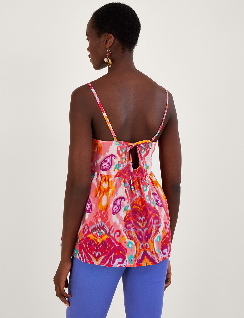 Pure Cotton Printed V-Neck Cami Top image 2