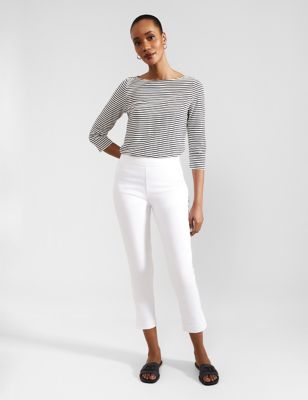 Hobbs Women's Cotton Blend Cropped Trousers - 10 - White, White