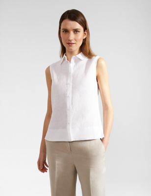 Hobbs Women's Pure Linen Collared Shirts - 16 - White, White