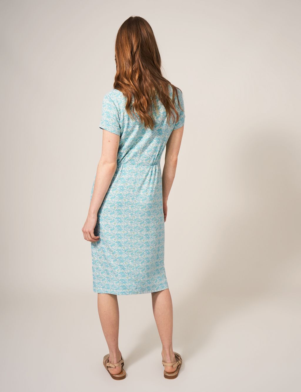 Jersey Printed V-Neck Knee Length Tea Dress image 2