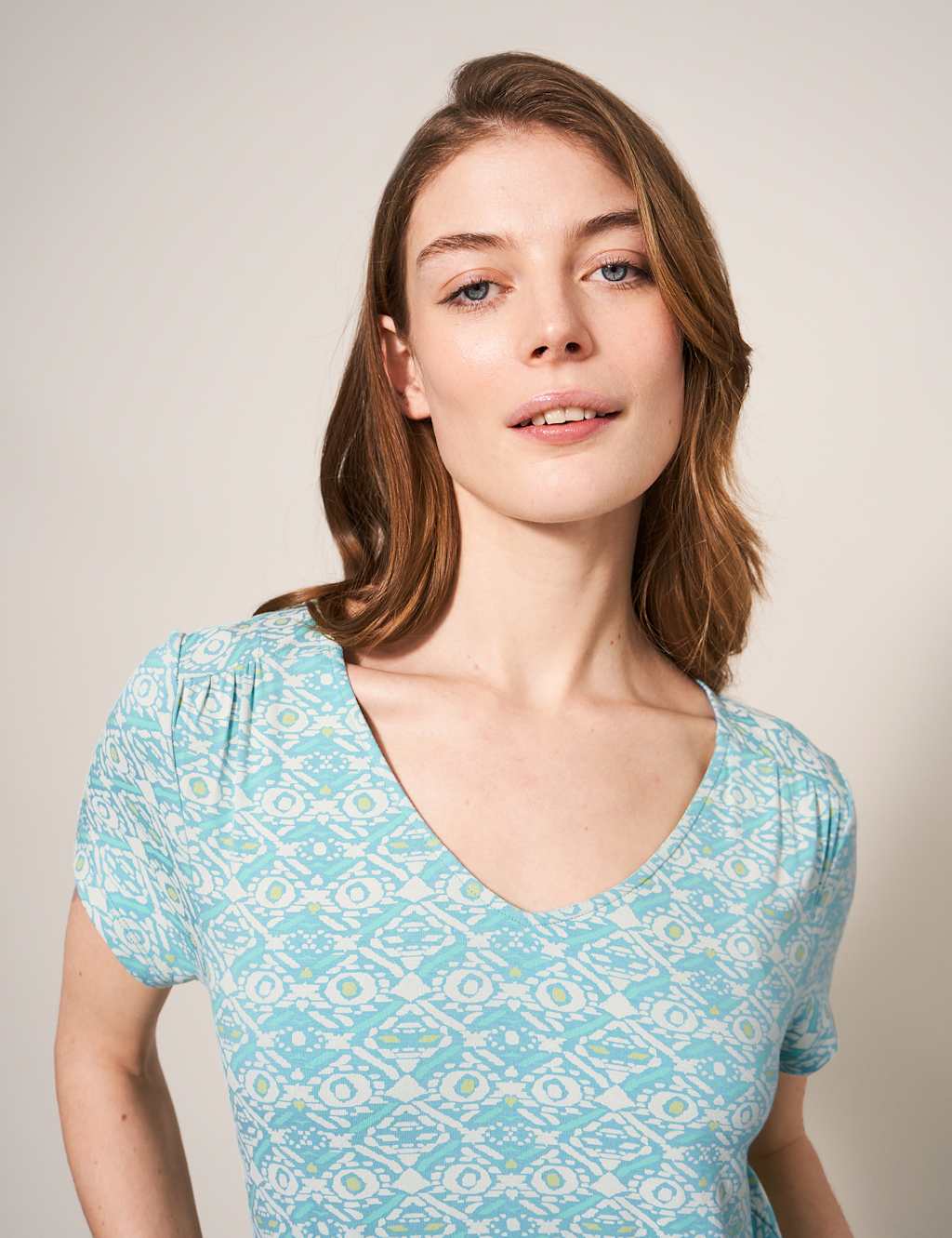Jersey Printed V-Neck Knee Length Tea Dress image 3