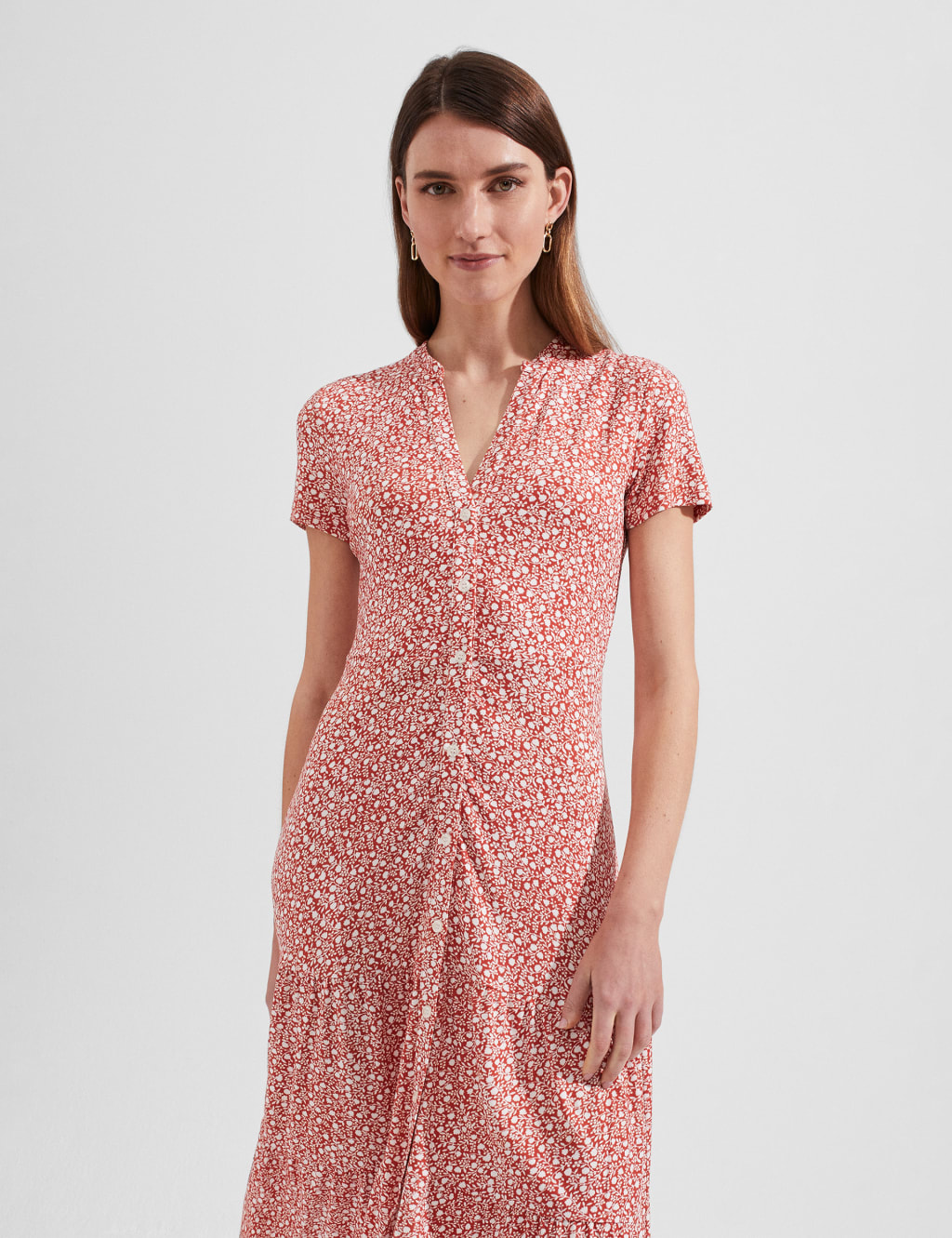 Printed V-Neck Midi Tea Dress image 2