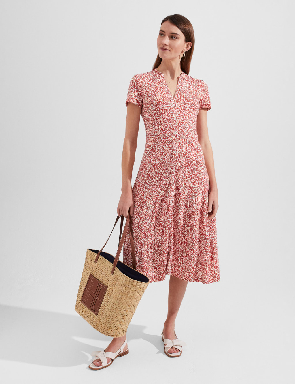 Printed V-Neck Midi Tea Dress image 4