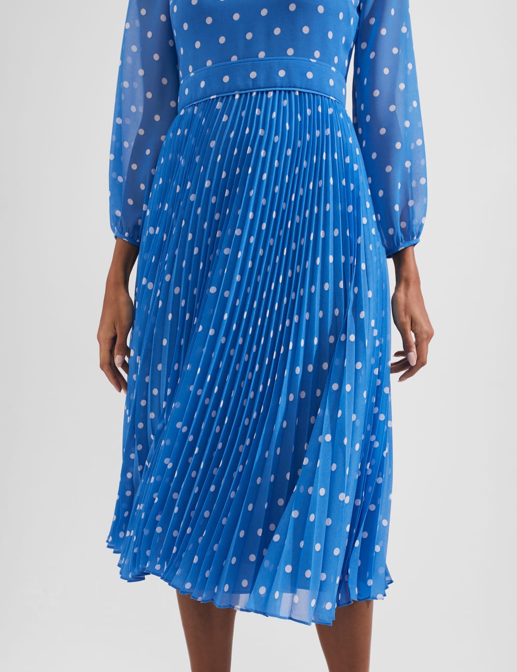 Polka Dot Pleated Midi Swing Dress image 2