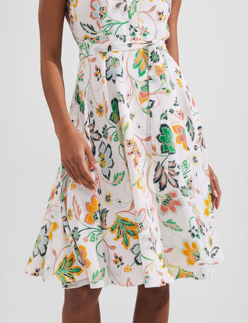 Floral Tie Waist Knee Length Swing Dress image 2
