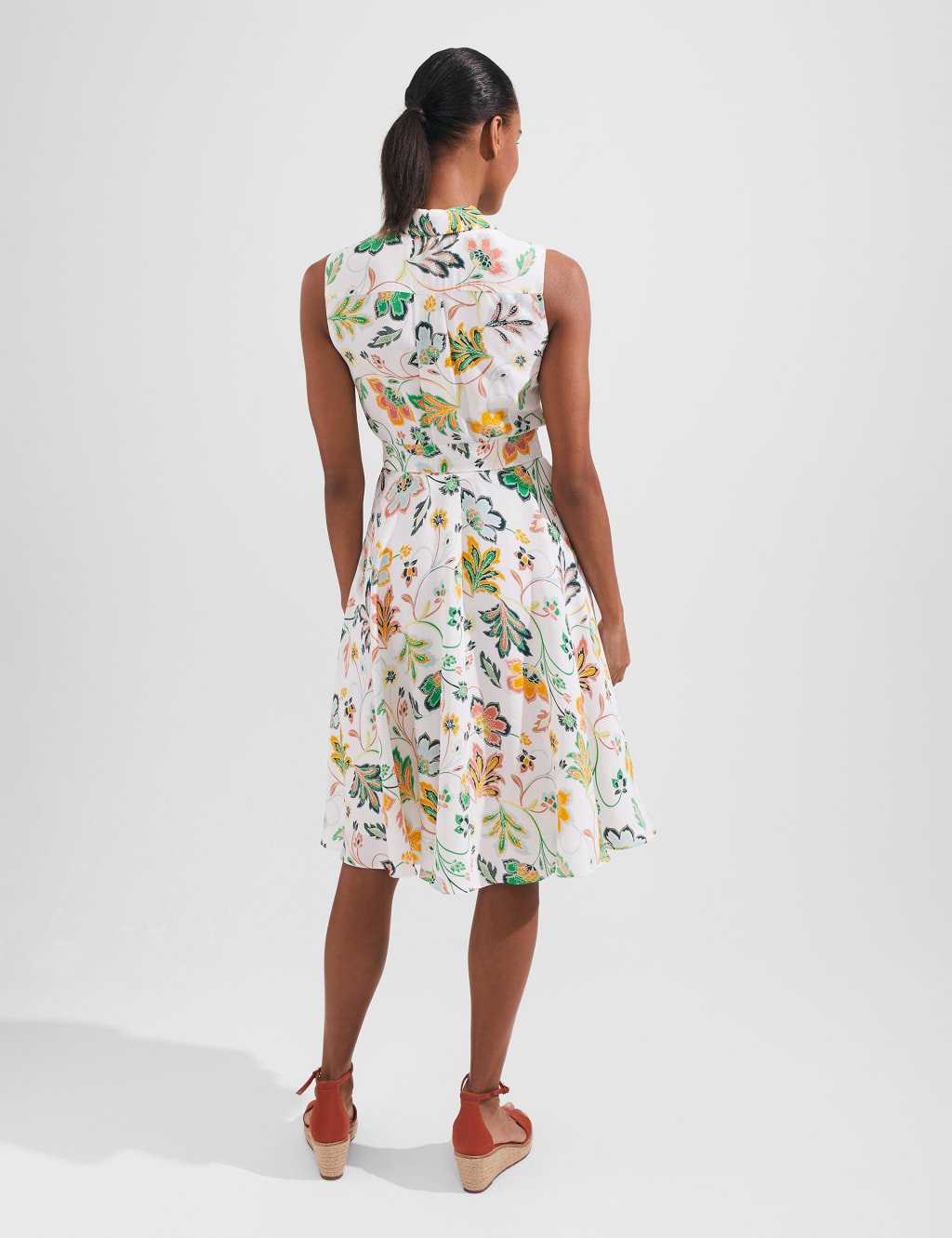 Floral Tie Waist Knee Length Swing Dress image 4