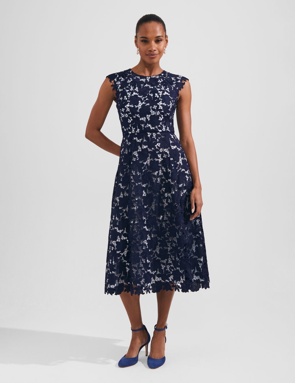 Lace Embroidered Midi Swing Dress image 1