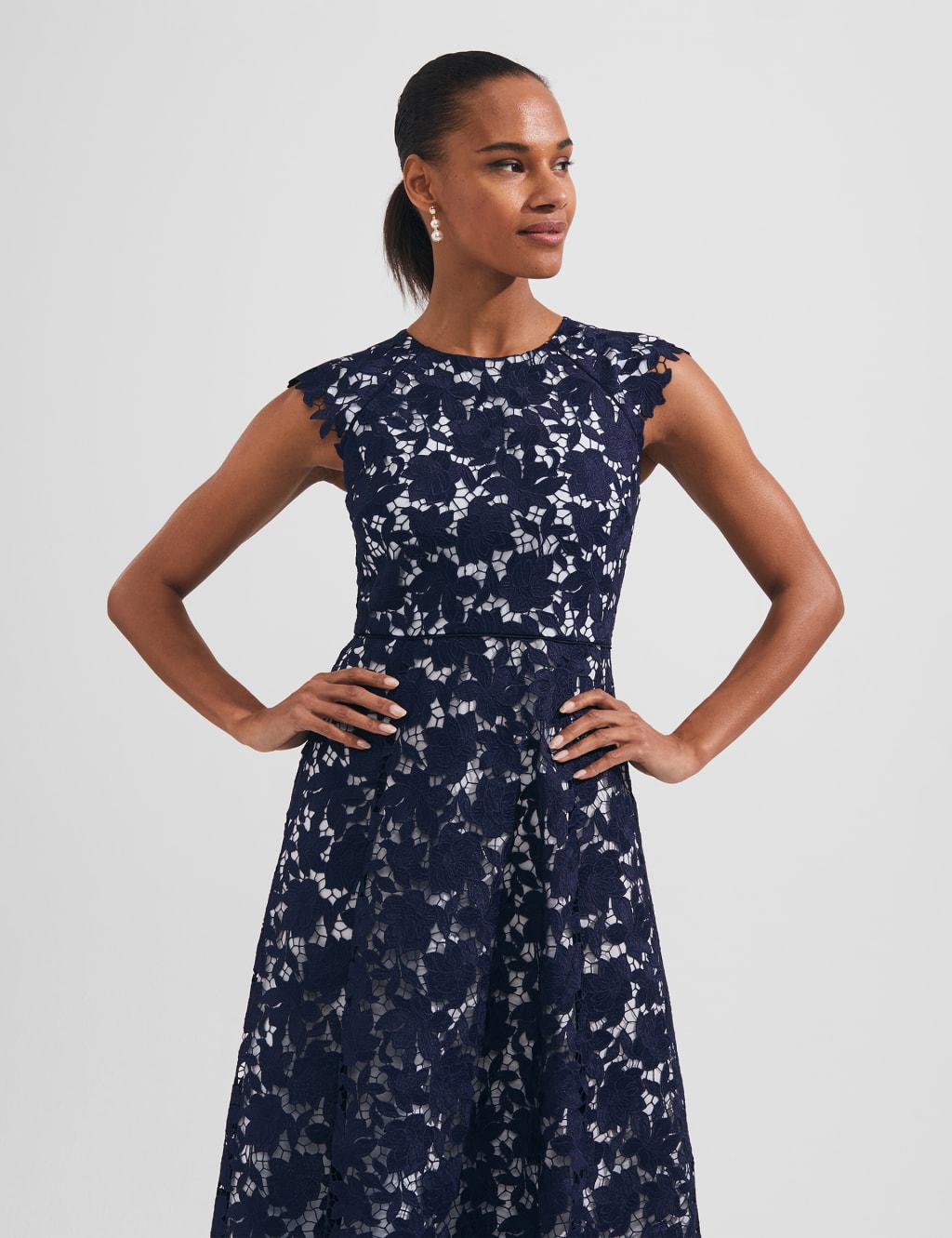 Lace Embroidered Midi Swing Dress image 3