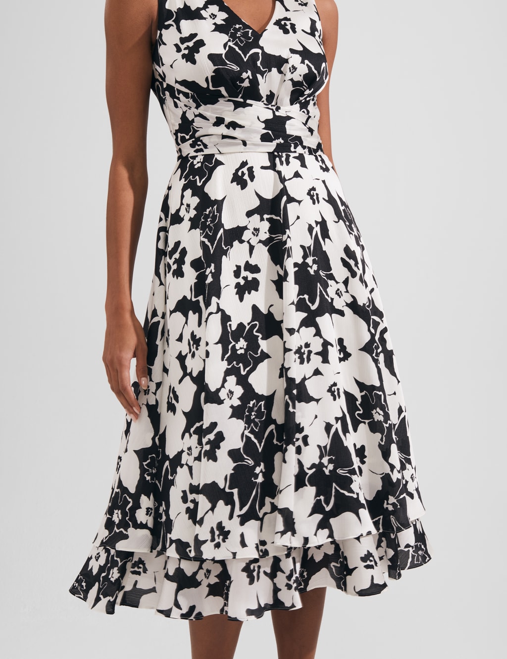 Floral V-Neck Midi Swing Dress image 3