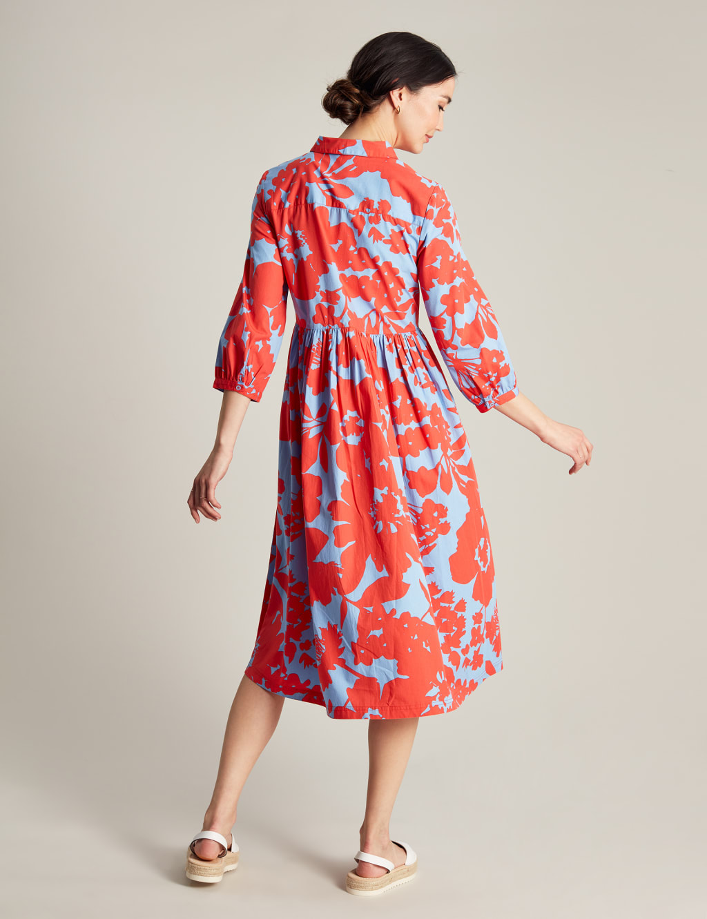 Pure Cotton Floral Midi Shirt Dress image 5
