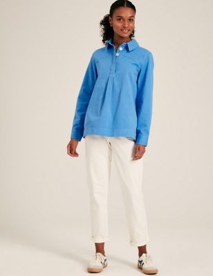 Joules Women's Pure Cotton Shirt - 8 - Blue Denim, Blue Denim,Pink
