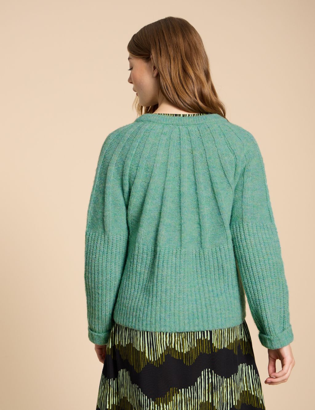 Ribbed Button Front Cardigan with Wool image 4