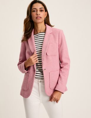 Joules Womens Jersey Textured Single Breasted Blazer - 18 - Pink, Pink
