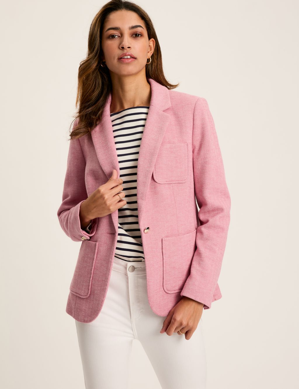 Jersey Textured Single Breasted Blazer