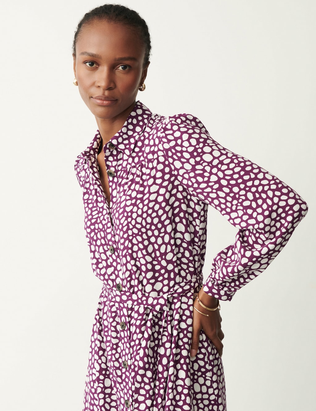 Printed Button Through Midi Shirt Dress image 4