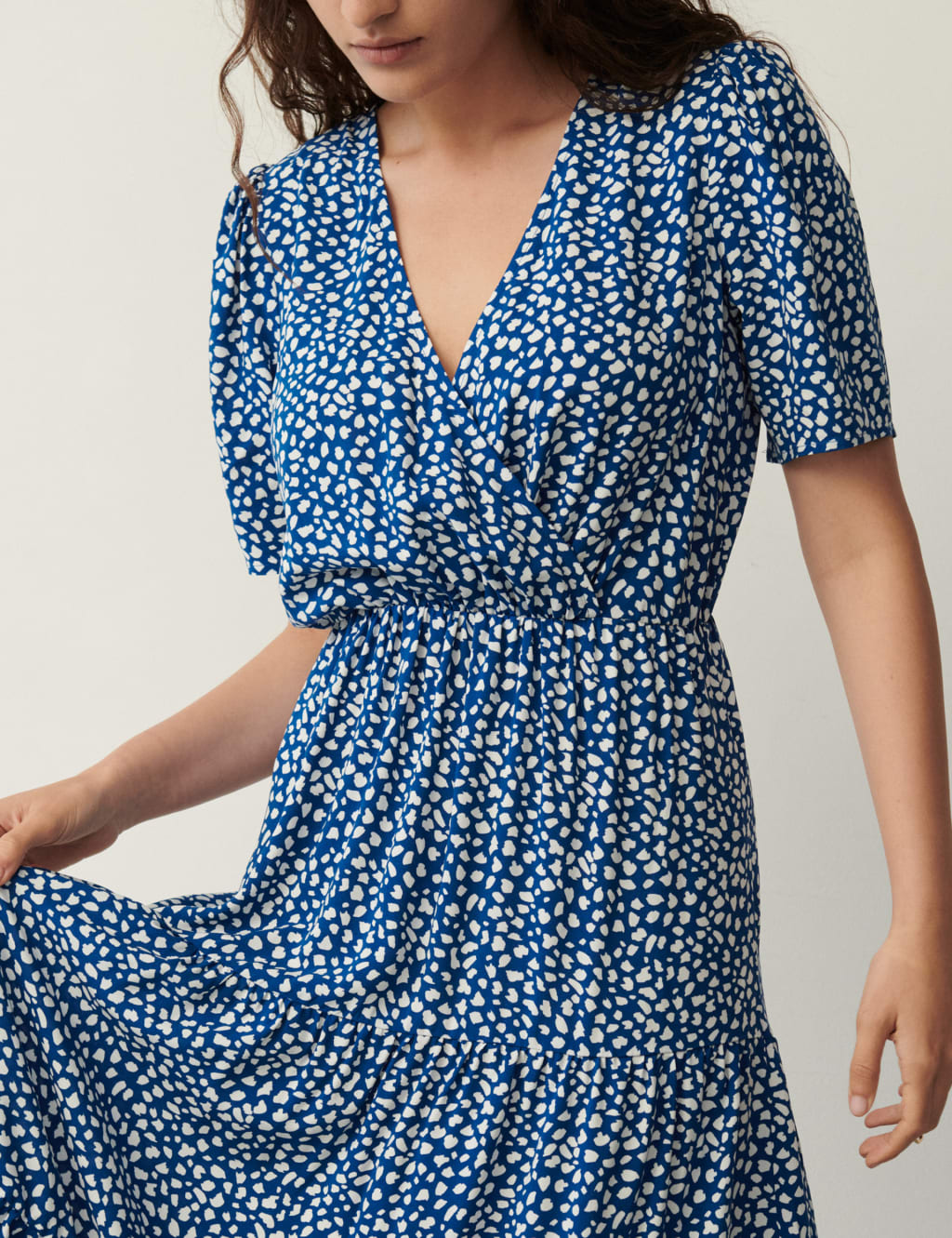 Printed V-Neck Midi Tiered Dress image 3
