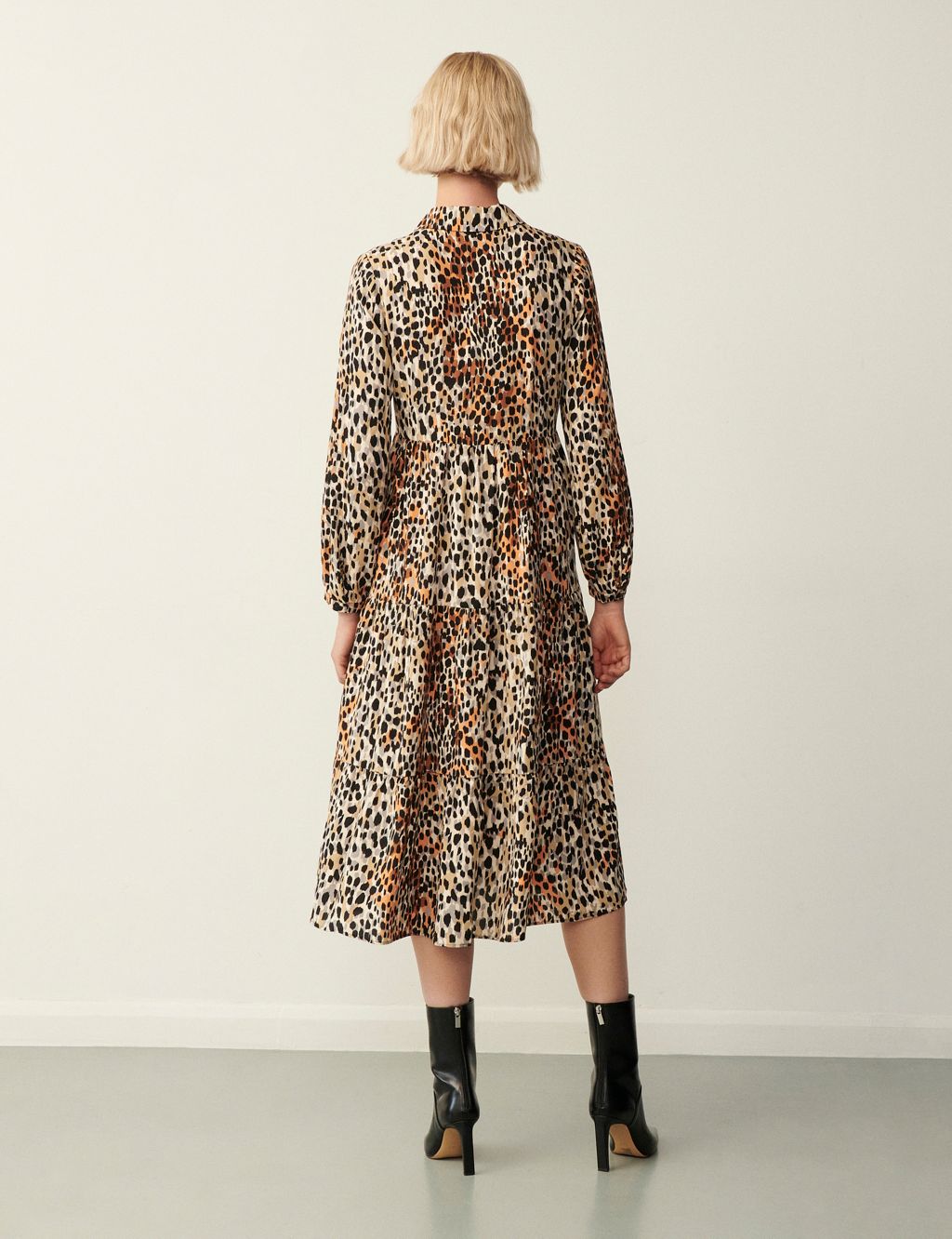 Animal Print Button Front Midi Tiered Dress image 4