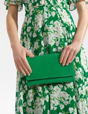 Hobbs Women's Suede Chain Strap Clutch Bag - Green, Green