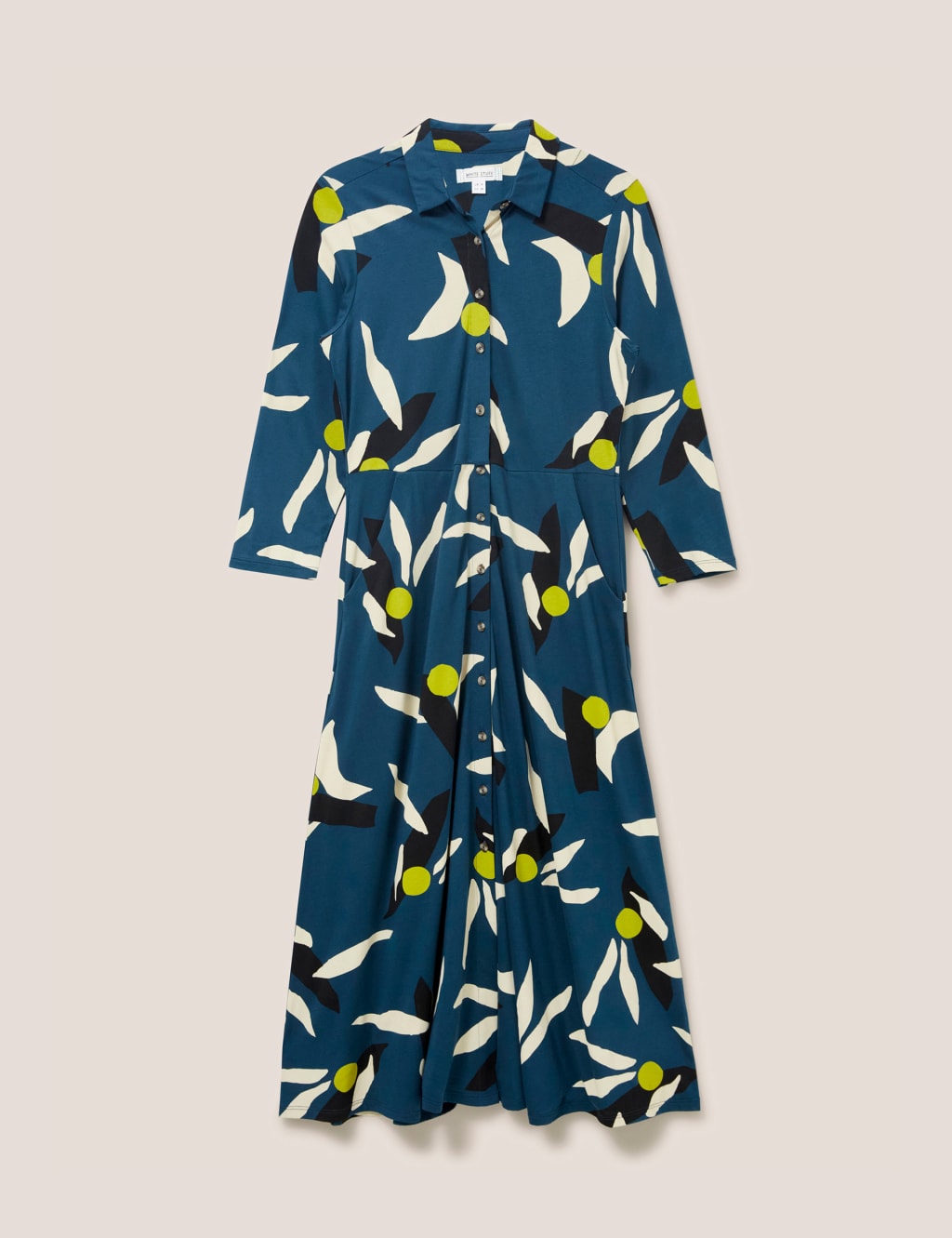 Cotton Blend Printed Midi Shirt Dress image 2