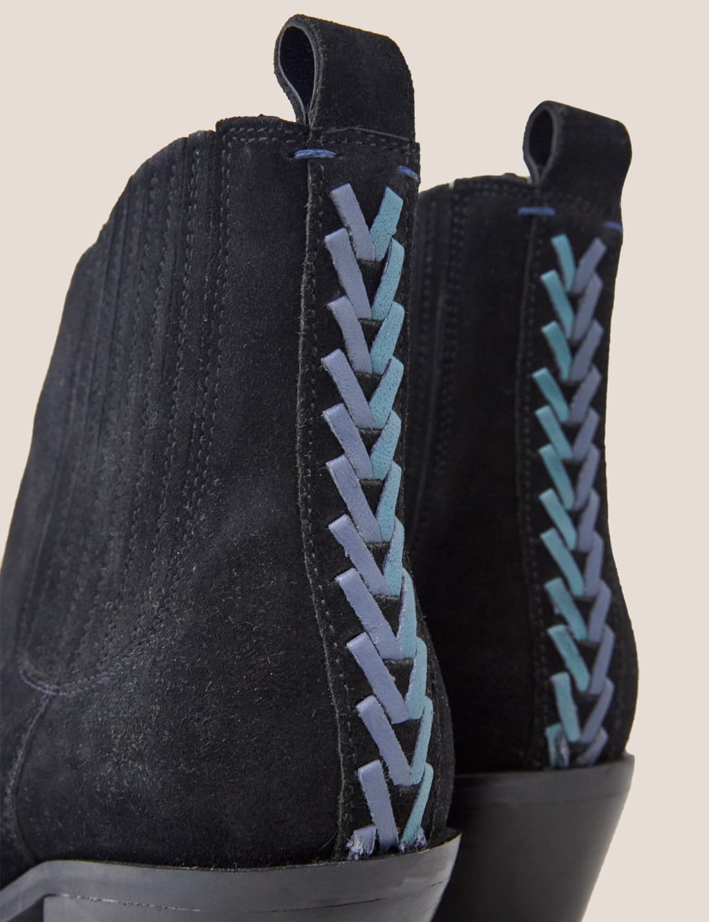 Suede Block Heel Pointed Ankle Boots image 4