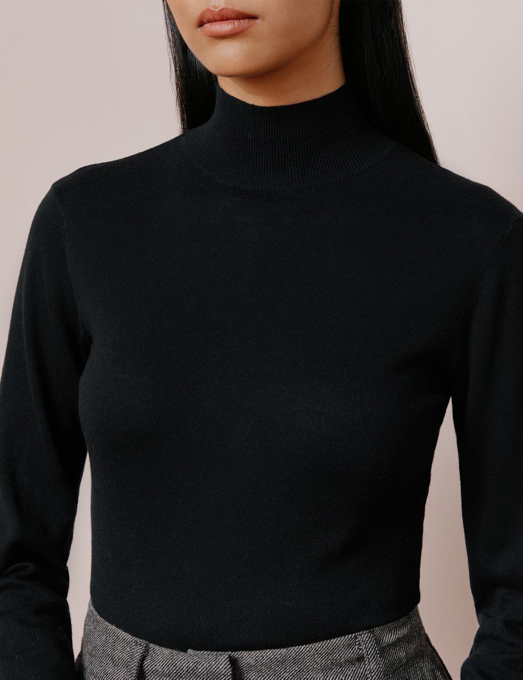 Cotton Blend Roll Neck Jumper with Silk image 4
