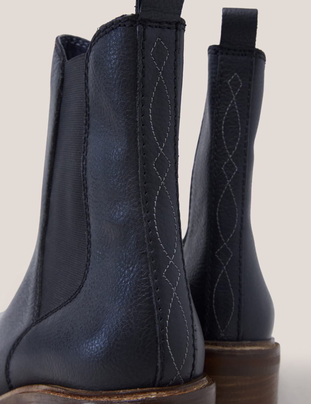 Leather Chelsea Block Heel Ankle Boots image 3